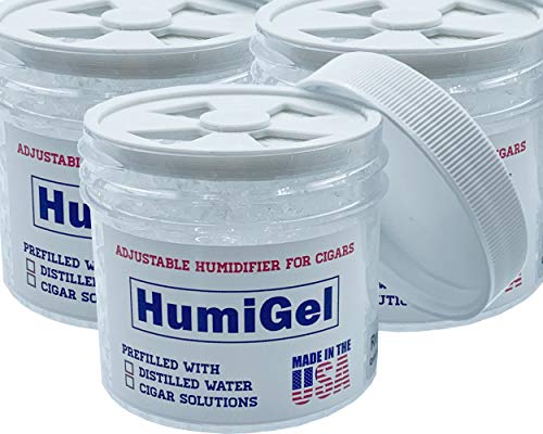 Humigel Cigar humidifier humidor Crystal Gel, 3 Pack, Adjustable from 65%-70% RH, Made in USA by HumiGel, 2021 New Version