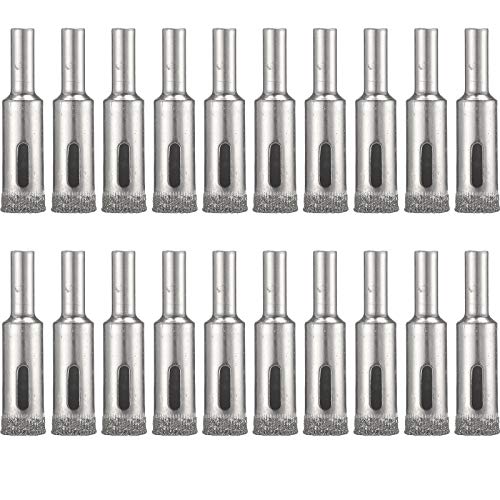 20 Pieces 1/2 Inch Diamond Drill Bits Diamond Hole Saws Drill Bit Hollow Core Diamond Coated Drill Bits Set Extractor Remover Tools for Glass Ceramics Porcelain Ceramic Tile Rocks Stone Granite Metal