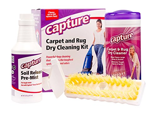 Capture Carpet Dry Cleaning Kit 100 - Deodorize Clean Stains Smell Moisture from Rug Couch Wool and Fabric, Pet Stain Odor Smoke Too