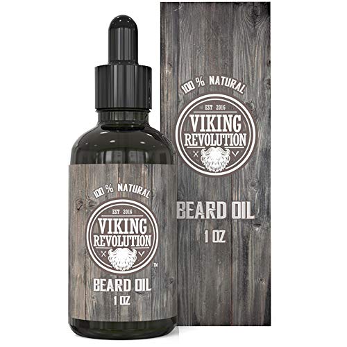 Viking Revolution Beard Oil Conditioner - All Natural Unscented Argan & Jojoba Oils  Softens, Smooths & Strengthens Beard Growth  Grooming Beard and Mustache Maintenance Treatment, 1 Pack