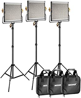 Neewer 3 Packs Dimmable Bi-Color 480 LED Video Light and Stand Lighting Kit Includes: 3200-5600K CRI 96+ LED Panel with U Bracket, 75 inches Light Stand for YouTube Studio Photography, Video Shooting