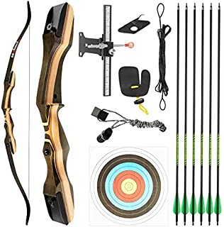 TIDEWE Recurve Bow and Arrow Set for Adult & Youth Beginner, Wooden Takedown Recurve Bow 62