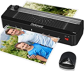 Laminator Machine, Dekewe A4 Laminating Machine, 4-in-1 Desktop Thermal Laminator with 18 Laminating Sheets & Built-in Paper Cutter Protractor and Corner Rounder for Home Office School Use - Black