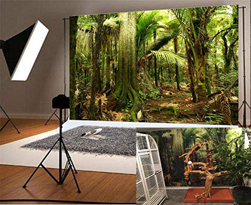 Jungle Photography Backdrop Growth Lush Fern Tropics Jungle Flora 10x6.5ft Background Green Vegetation Nature Landscape Photo Studio Props