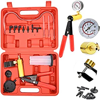 Hand Held Vacuum Pump Tester kit for Automotive with Sponge Protected Case,Adapters,One-Man Brake and Clutch Bleeding System(16pcs)