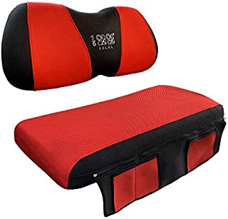 10L0L New Version Golf Cart Seat Cover with Removable Storage Pocket Mesh Bench Seat Cover Fits Most of Yamaha Club Car Precedent DS 2-seat (Red + Black)