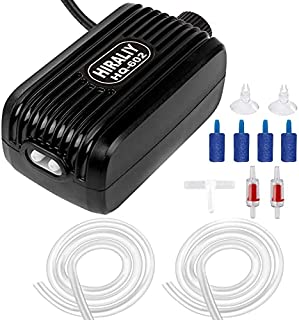 HIRALIY Aquarium Air Pump, Fish Tank Air Pump with Dual Outlet Adjustable Air Valve, Ultra Silent Oxygen Fish Tank Bubbler with Air Stones Silicone Tube Check Valves Up to 80 Gallon Tank