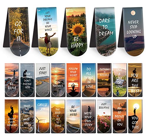 Magnetic Bookmarks 46Pcs Inspirational Book Mark Magnetic Page Markers Page Clip with Magnet for Students Teachers School Home Office Reading Supplies, Nature Scenery Pattern