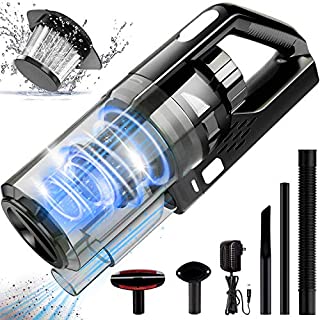 Hwook Portable Handheld Vacuum Cleaner - 8KPA Rechargeable Cordless Vacuum Handheld with Wet/Dry Powerful Cyclonic Suction Lightweight Quick Charge Vacuum Cleaner,for Home and Car Cleaning,Black&Grey