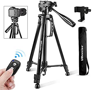 Camera Tripod, UBeesize 55-Inch Lightweight Aluminum Travel Tripod Stand for Canon Nikon Sony DSLR Digital Olympus Video Camera with Universal Smartphone Mount & Carry Bag & Bluetooth Remote