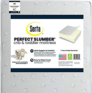 Serta Perfect Slumber Dual Sided Recycled Fiber Core Crib & Toddler Mattress - Waterproof - Hypoallergenic - GREENGUARD Gold Certified (Natural/Non-Toxic) | Trusted 7 Year Warranty | Made in The USA