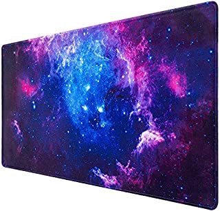 Gaming Mouse Pad, Canjoy Extended Mouse Pad, XXL Large Big Computer Keyboard Mouse Mat Desk Pad with Non-Slip Base and Stitched Edge for Home Office Gaming Work, 31.5x15.7x0.12inch, Galaxy Print