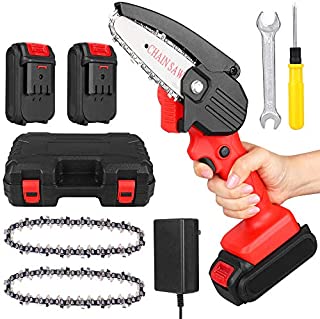 Mini Chainsaw, 4-inch Cordless Electric Chainsaw with 26V Rechargeable Battery, Handheld Cordless Portable Chainsaws, Pruning Shears Chainsaw for Tree Branch Wood Cutting