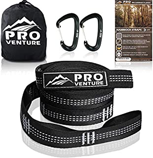 Pro Hammock Tree Straps with CARABINERS  400LB Rated (1200LB Tested), Adjustable 30+2 Loops, Non-Stretch, Easy Setup, Heavy Duty, Tree Friendly