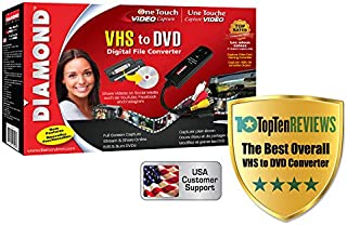 Diamond VC500 USB 2.0 One Touch VHS to DVD Video Capture Device with Easy to use Software, Convert, Edit and Save to Digital Files For Win7, Win8 and Win10