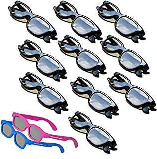 OFFICIAL Adult Passive Polarized 3D Glasses Pack for Passive 3D TV's Televisions from SONY, LG, Vizio, Toshiba, LG, Philips, Panasonic and JVC - also for use in Real-D 3-D Theaters - 10 Pairs - Includes 2 3DHeaven PREMIUM KIDS SIZED PAIRS!