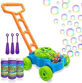 Lydaz Bubble Mower for Toddlers, Kids Bubble Blower Machine Lawn Games, Summer Outdoor Push Toys, Birthday Toy Gifts for Preschool Baby Boys Girls