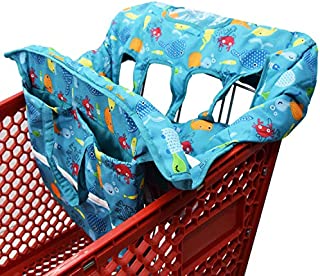 Twin Double Shopping Cart Cover for Baby Siblings with Carrying Case. Fit Wholesale Warehouse Grocery Stores Like Costco SAMS Club (Blue Sea World)