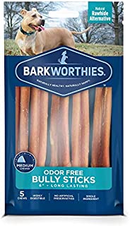 Barkworthies Odor-Free 6-inch Bully Sticks (5 Pack) - Healthy Dog Chews - Protein-Packed, Highly Digestible, All-Natural Rawhide Alternative Dog Treats - Promotes Dental Health