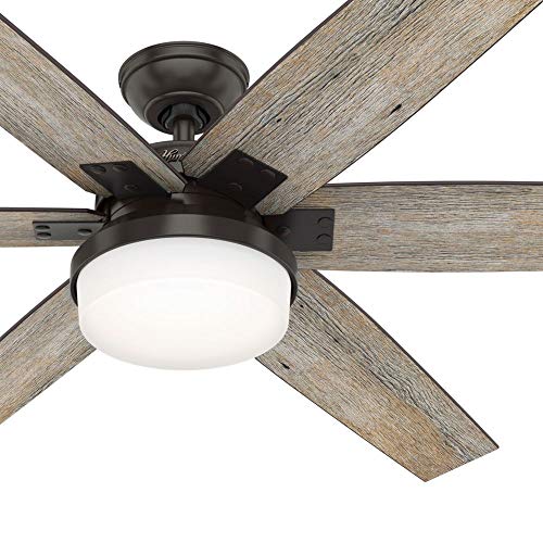 Hunter Fan 64 inch Casual Nobel Bronze Indoor Ceiling Fan with Light Kit and Remote Control (Renewed)