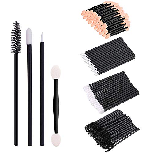 Bearals Disposable Makeup Applicators, Disposable Makeup Wands, Mascara Wands, Eyeliner Brushes, Lipstick Applicators, Eyeshadow Brushes, 200 Pcs Makeup Tool Kits