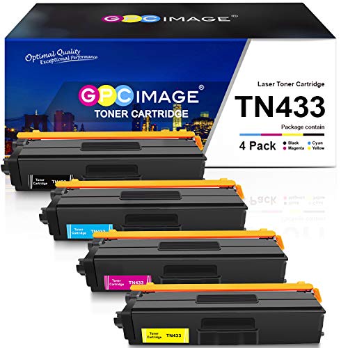 GPC Image Compatible Toner Cartridge Replacement for Brother TN433 TN 433 to use with HL-L8360CDW MFC-L8900CDW HL-L8360CDWT HL-L8260CDW MFCL8610CDW MFCL9570CDW Color Laser All-in-One Printer (4 Pack)