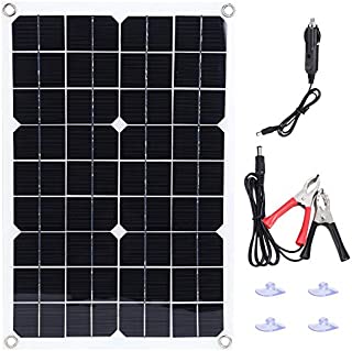 Fdit 20W 18V Solar Panels USB Output Semi-Flexible Solar Panel Monocrystalline Silicon Solar Panel with Connection Cable Kits for Outdoor