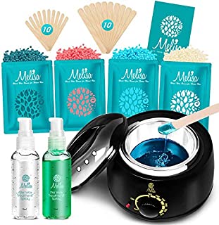 Yeelen Waxing Kit Wax Warmer Wax Beads Hot Wax Hair Removal with 4 packs Hard Wax Beans and 20 Wax Applicator Sticks for Men Women Face Eyebrows Legs Brazilian