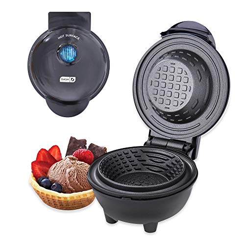 DASH DMWBM100GBBK04 Mini Waffle Maker for Breakfast, Burrito Bowls, Ice Cream and Other Sweet Deserts, Recipe Guide Included, Black