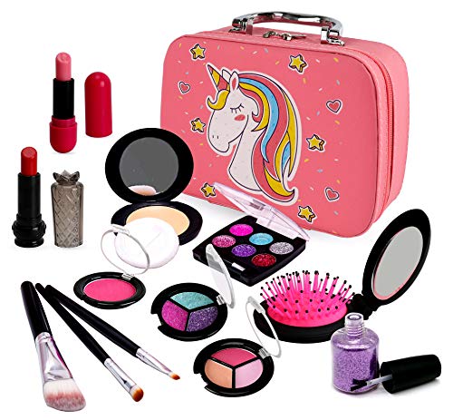 Sendida Pretend Makeup Toys for Girls - Kids Play Makeup Kit Fake Cosmetics Gift for 3, 4, 5, 6 Years Little Girls Toddlers Dress up Set NOT Real Role Play Game