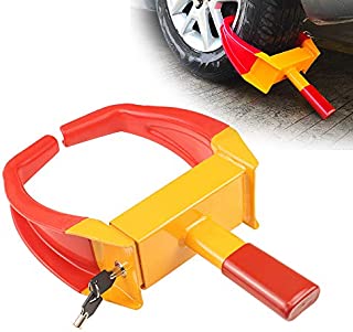 Wheel Clamp Lock Universal Security Tire Lock Anti Theft Lock Fit Most Vehicles, For Trailers Boats Motorcycles Golf Carts Great Deterrent Bright Red/Yellow, Fits Tire Size From 4.8