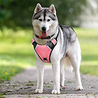 BABYLTRL Big Dog Harness No Pull Adjustable Pet Reflective Oxford Soft Vest for Large Dogs Easy Control Harness (XL, Pink)