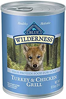 Blue Buffalo Wilderness High Protein Grain Free Natural Puppy Wet Dog Food, Turkey & Chicken Grill 12.5-oz cans (Pack of 12)