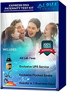 Express DNA Paternity Test Kit (at Home) - Exclusive UPS Overnight Shipping to Lab for US Residents, Premium Flocked Swabs and All Lab Fees Included - Confidential Report in 2 Business Days
