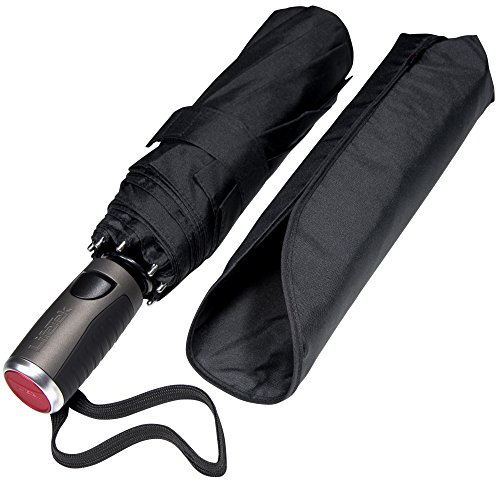 LifeTek Umbrella Windproof Double Vented Travel Umbrella Fast Dry Teflon Canopy Portable & Strong FX2 (Black)