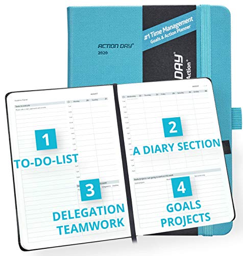 2020 Weekly/Monthly Planner by Action Day - All-in-ONE Layout Design, to Do Lists, Goals, Projects, Dated Diary/Calendar, Time Management - Makes It Easy for You to Get Things Done, 6x8, Turquoise