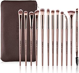 Zoreya Eye Makeup Brushes, 12 Pcs Professional Eye Brush Set Eyeshadow, Eyebrow, Blending, Fan, Eyelash Brushes Set With Carrying Bag(Champagne Gold)