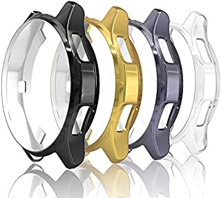 Simpeak [4 Pack] Case Cover Compatible with Galaxy Watch 46mm / Gear S3, Soft Back Protective Bumper Shell Replacement for Gear S3 Frontier Smartwatch, Black/Space Grey/Gold/Clear