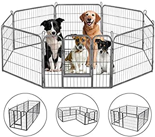 HONGFENGDZ Dog Playpen Puppy Playpen Dog Pen Indoor Outdoor Metal Pet Play Yard Fence Rabbit Bunny Enclosure Heavy Duty Kennel Gate for Small Medium Dogs