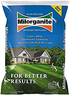 EasyGo Product Milorganite 32 lbs. Slow-Release Nitrogen Fertilizer Good for Promoting Healthy Growth of lawns Trees, shrubs and Flowers, Trusted and Proven for 90 Years