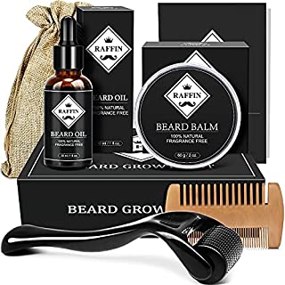 Beard Growth Kit for Mens Gifts, Beard Kit with Beard Roller Beard Growth Oil Beard Wax Beard Comb for Growing Beards, Fathers Day Gifts for Men