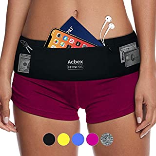 Slim Running Belt Waist Pack - Ultra Light Fanny Pack for Women & Men, Fits All Large Phones, Money Belt Waist Bag for Gym Workout Hiking Travel, with Strip Fastener & Concealed Zipper (3 Pockets)