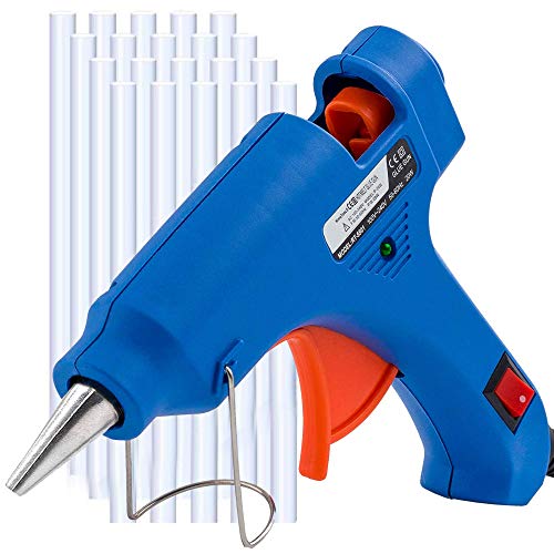 MYFOXI Hot Glue Gun Kit with 25 Refill Sticks  20W High Temp Gluing Pen for Crafts, Jewelry Making, Wood Art, Fabric  Small Mini Glue Gun Safe for Kids  On Off Safety Switch, Stand, No Drip Tip