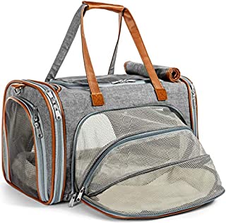 Mr. Peanut's Gold Series Big Apple XL Expandable Airline Approved Soft Sided Pet Carrier, Premium Brand Self Locking Zippers, Plush Faux Fleece Bedding with a Sturdy Plywood Base (Platinum Gray)