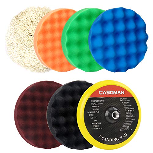 CASOMAN 7-Inch Buffing and Polishing Pad Kit, 7 Pieces 7