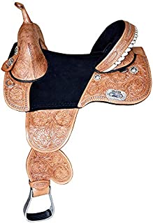 HILASON 15 in Western Horse Saddle Treeless Trail Barrel American Leather