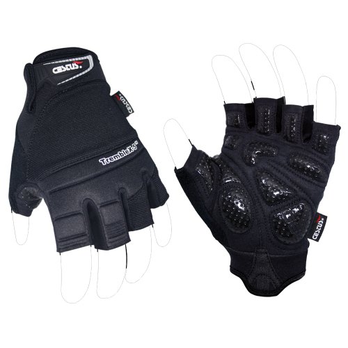 Cestus TrembleX-5 Fingerless Anti-Vibration Gloves, Black, XXL