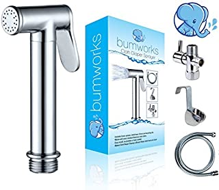 Bumworks Handheld Bidet Cloth Diaper Sprayer for Toilet | Bum Gun Butt Washer, Hand Held Bidet Hose Attachment Water Jet Spray Set | Baday Toilet Kit (Bedit Toilet Badae Biday Boday Toilet Seat)