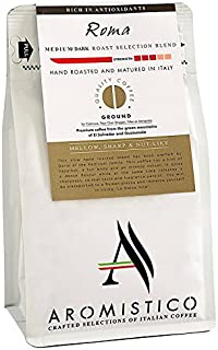 AROMISTICO | Finest Smooth Aroma Medium Roast | Premium Italian GROUND COFFEE | ROMA BLEND for Cafetiere / French Press, Filter, Pour Over, Drip, Chemex, Moka or Aeropress | MELLOW, SHARP, NUT-Like