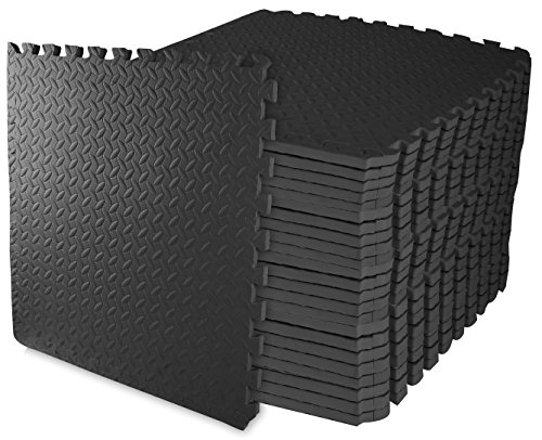 BalanceFrom Puzzle Exercise Mat with EVA Foam Interlocking Tiles (Black), 3/4